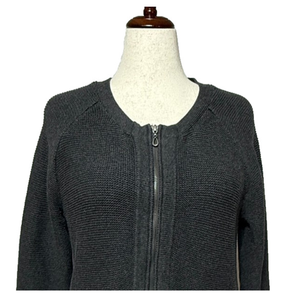 Leo & Nicole Cardigan Womens XL Petite Gray Full Zip Sweater Zip Pockets Stretch - Picture 5 of 10